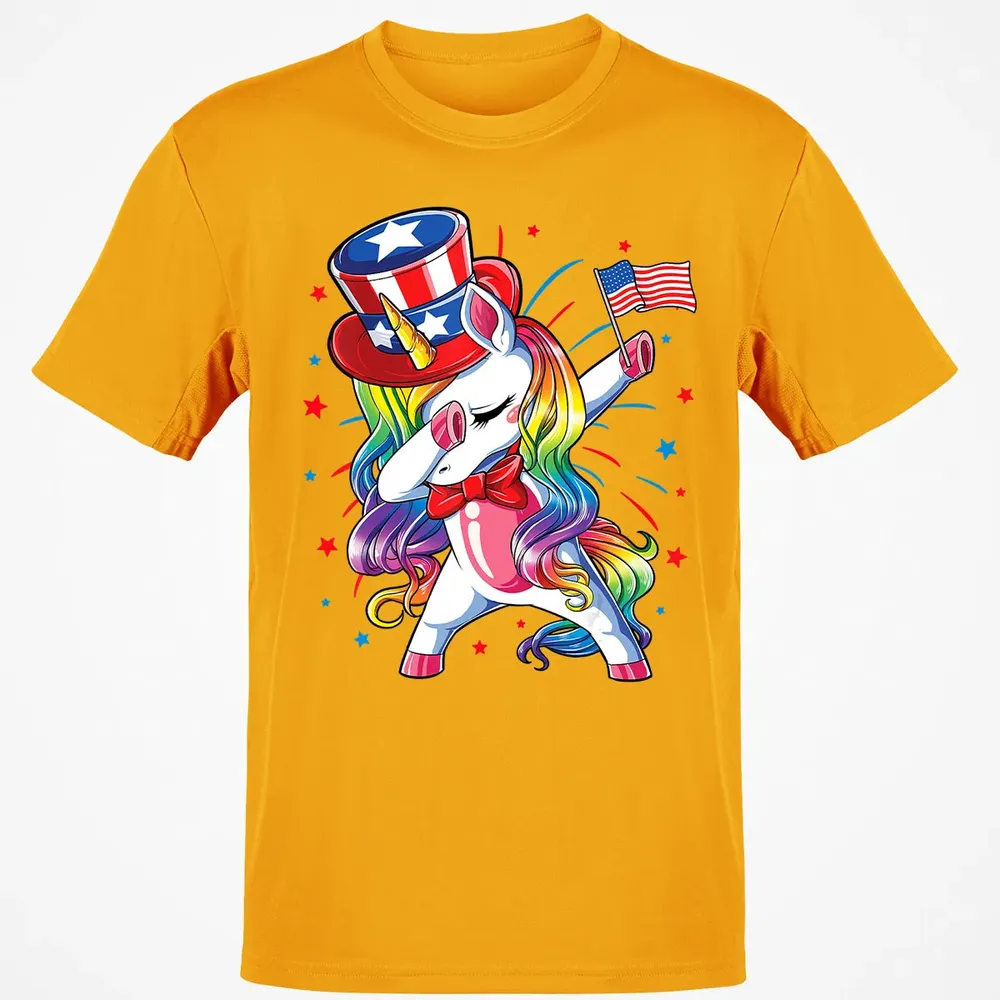 Dabbing Unicorn 4th of July s Girls Kids Women American Classic Unisex T-Shirt - 5