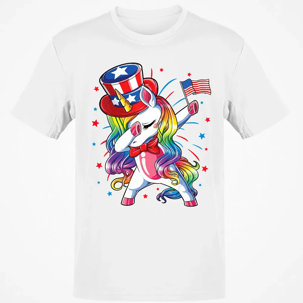 Dabbing Unicorn 4th of July s Girls Kids Women American Classic Unisex T-Shirt - 13