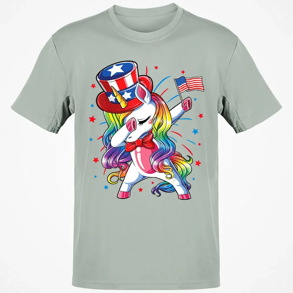 Dabbing Unicorn 4th of July s Girls Kids Women American Classic Unisex T-Shirt - 3
