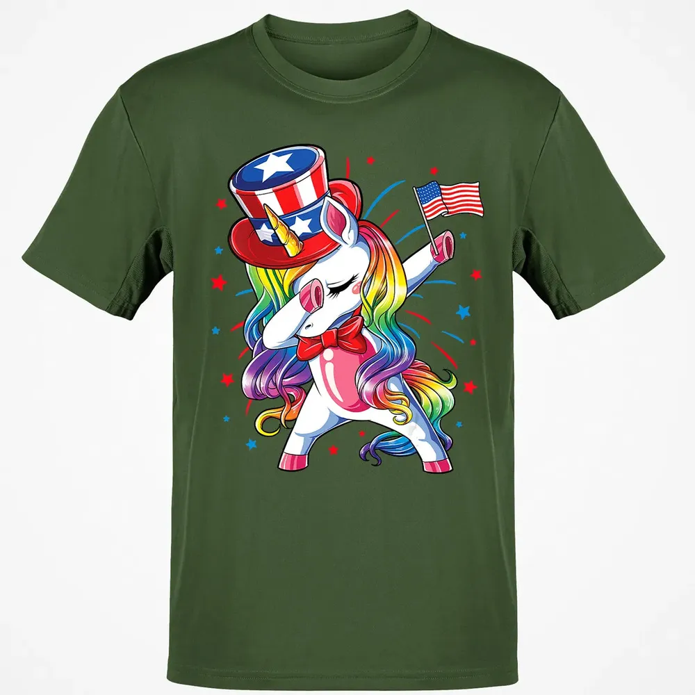 Dabbing Unicorn 4th of July s Girls Kids Women American Classic Unisex T-Shirt - 7
