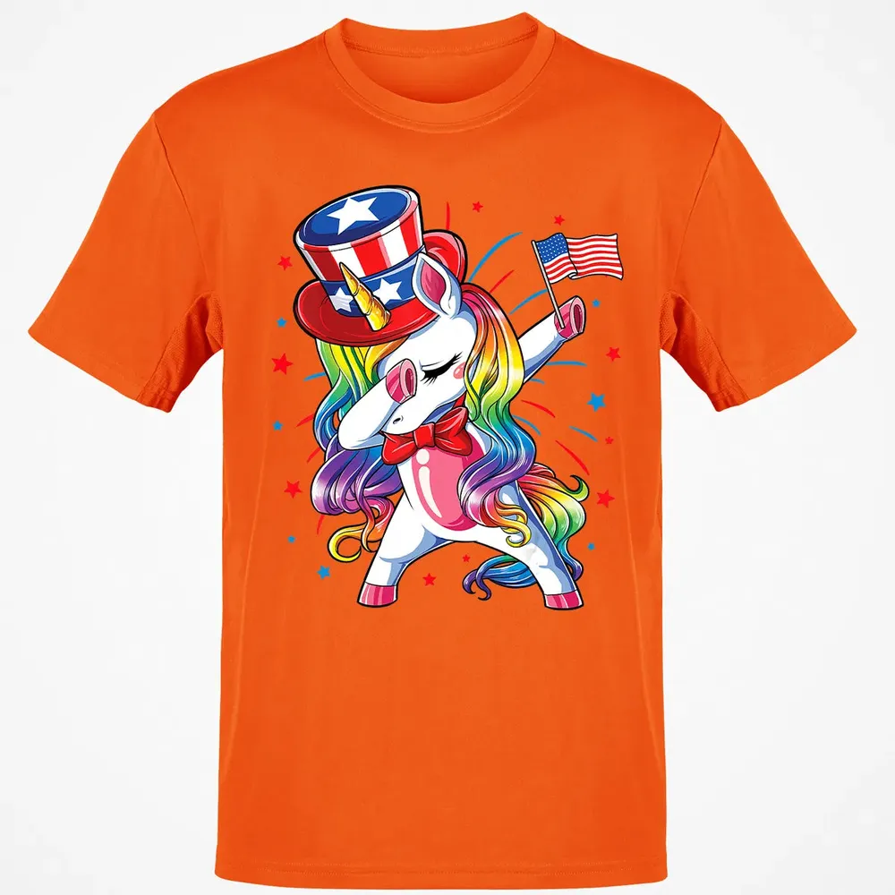 Dabbing Unicorn 4th of July s Girls Kids Women American Classic Unisex T-Shirt - 9