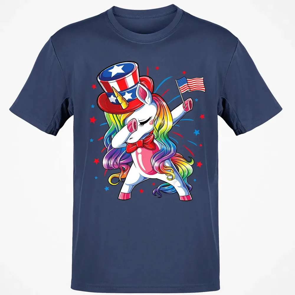 Dabbing Unicorn 4th of July s Girls Kids Women American Classic Unisex T-Shirt - 8