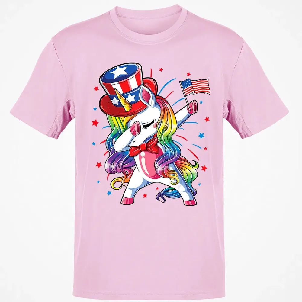 Dabbing Unicorn 4th of July s Girls Kids Women American Classic Unisex T-Shirt - 6