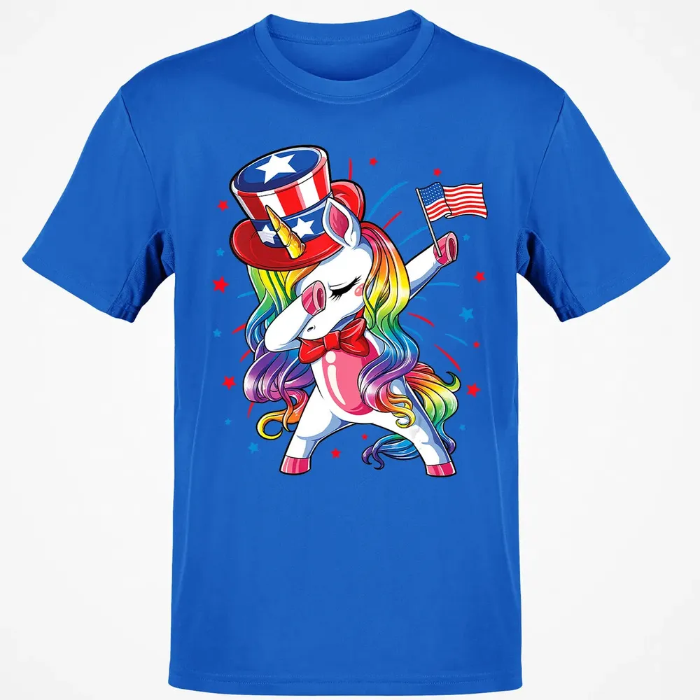Dabbing Unicorn 4th of July s Girls Kids Women American Classic Unisex T-Shirt - 12