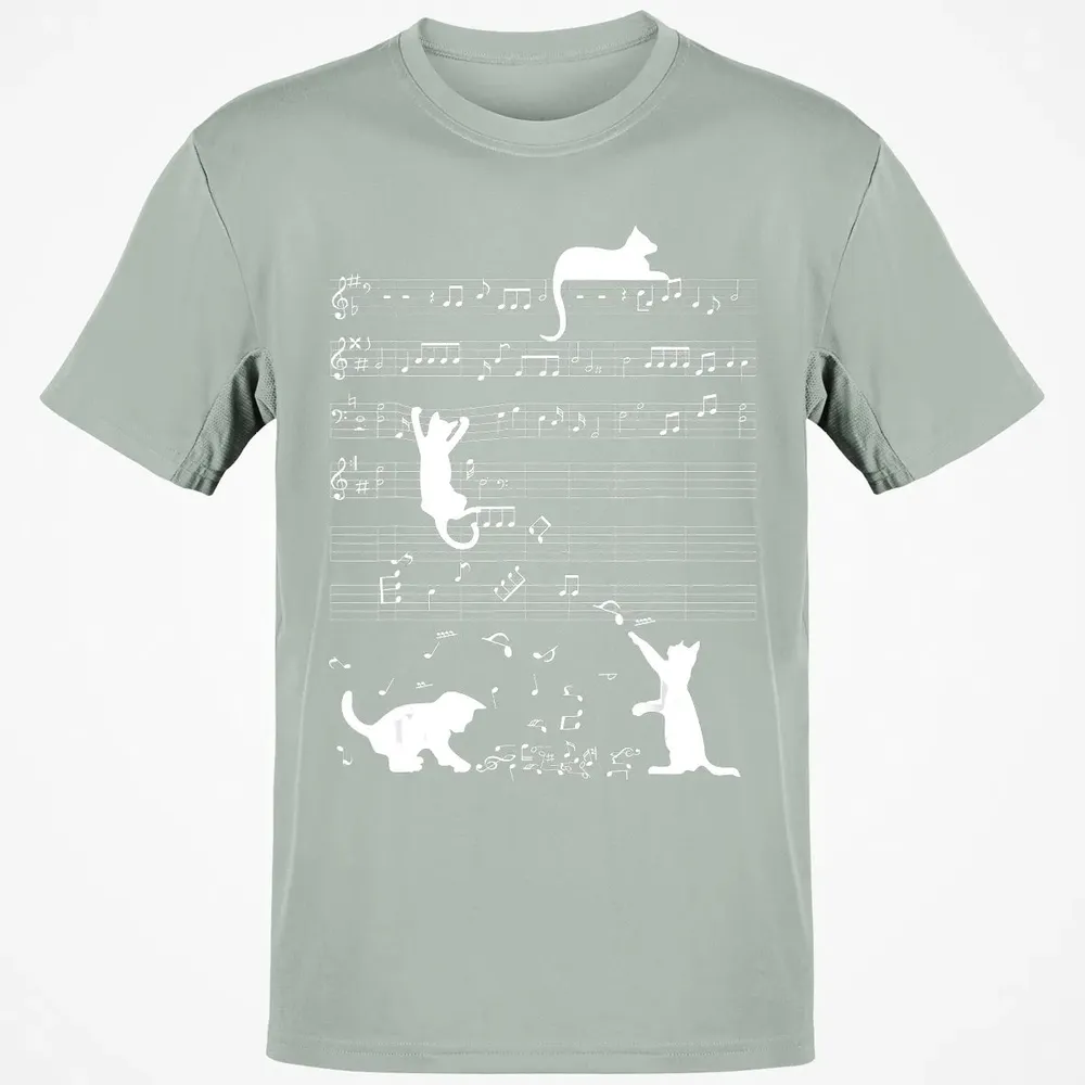 Cute Cat Kitty Playing Music Clef Piano Musician Art Classic Unisex T-Shirt - 3