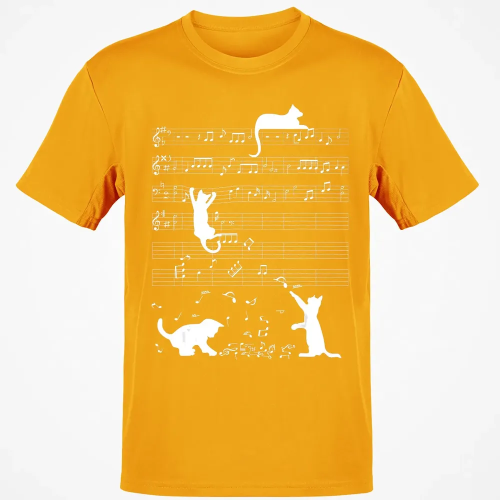 Cute Cat Kitty Playing Music Clef Piano Musician Art Classic Unisex T-Shirt - 5