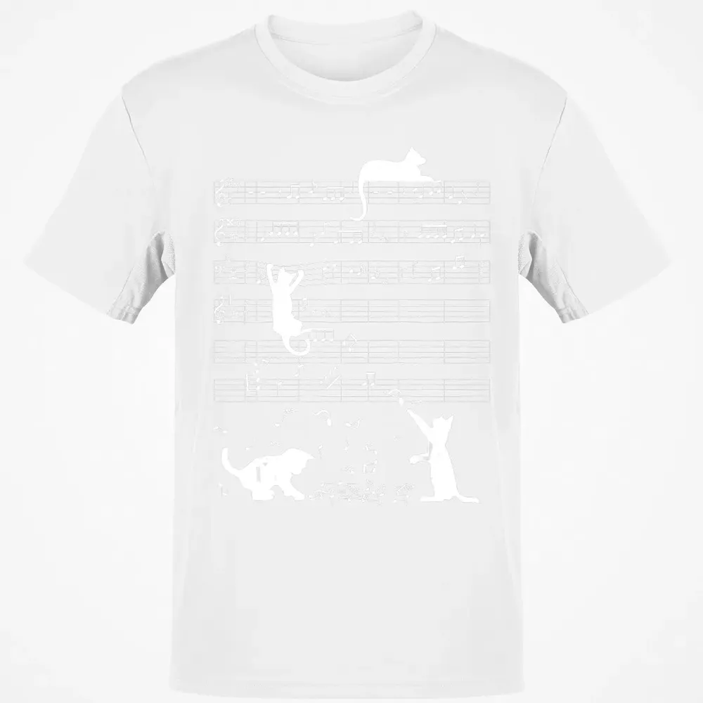 Cute Cat Kitty Playing Music Clef Piano Musician Art Classic Unisex T-Shirt - 13