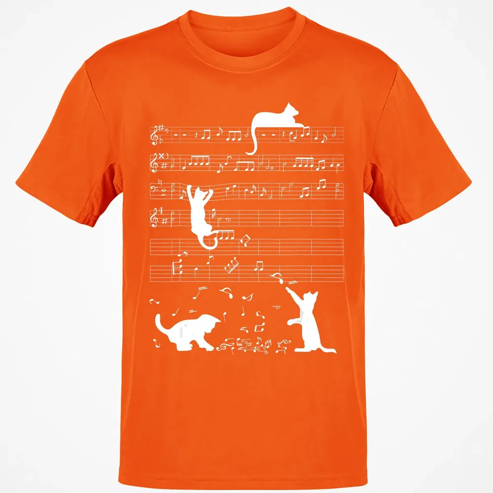 Cute Cat Kitty Playing Music Clef Piano Musician Art Classic Unisex T-Shirt - 9