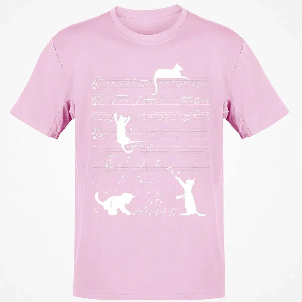 Cute Cat Kitty Playing Music Clef Piano Musician Art Classic Unisex T-Shirt - 6