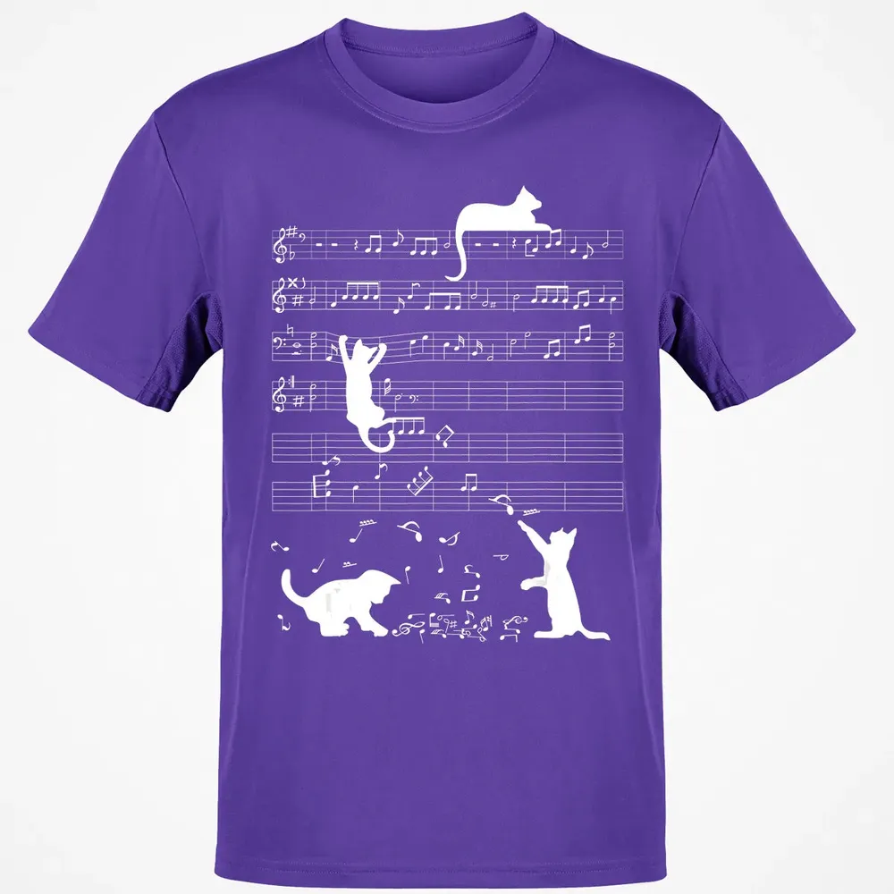 Cute Cat Kitty Playing Music Clef Piano Musician Art Classic Unisex T-Shirt - 10