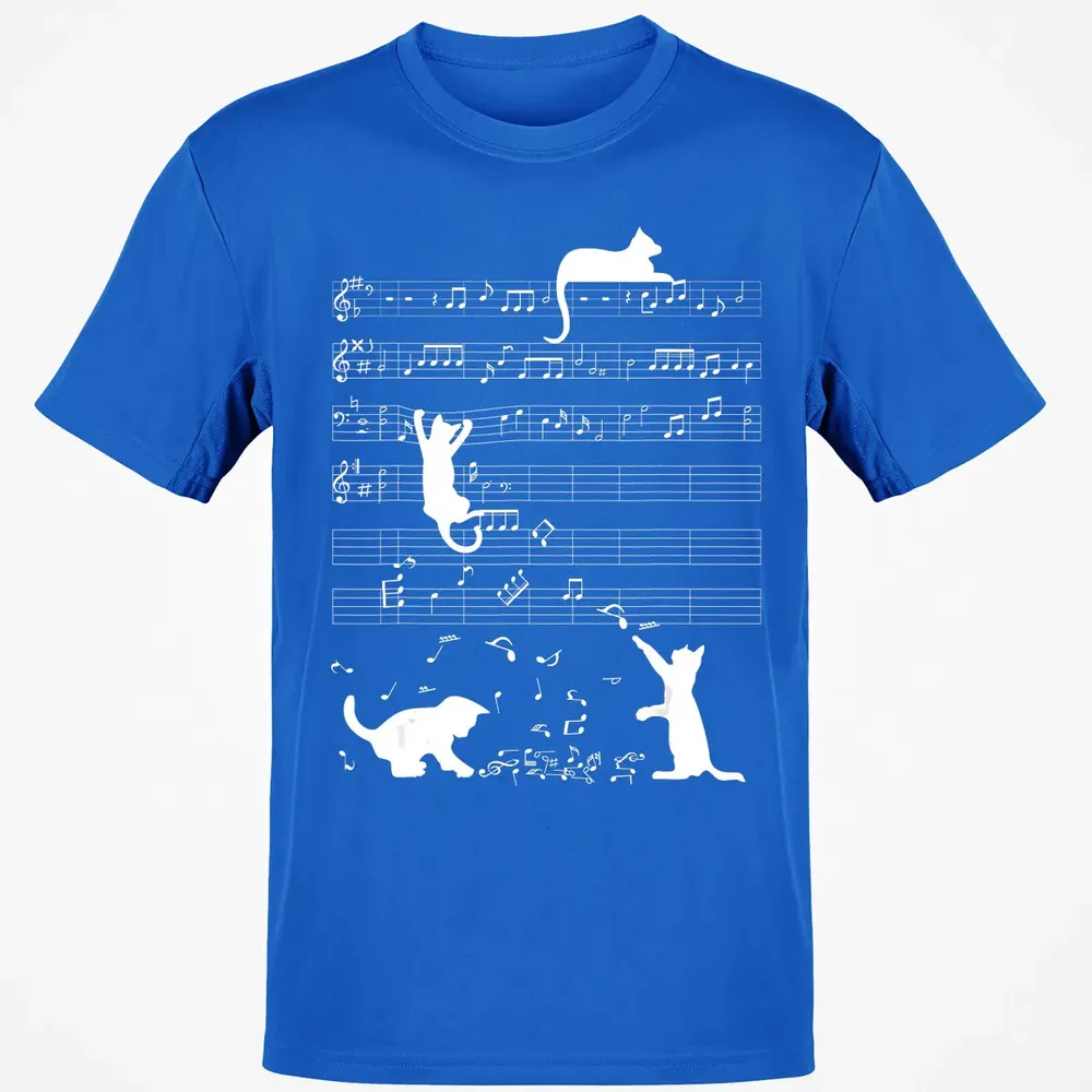 Cute Cat Kitty Playing Music Clef Piano Musician Art Classic Unisex T-Shirt - 12