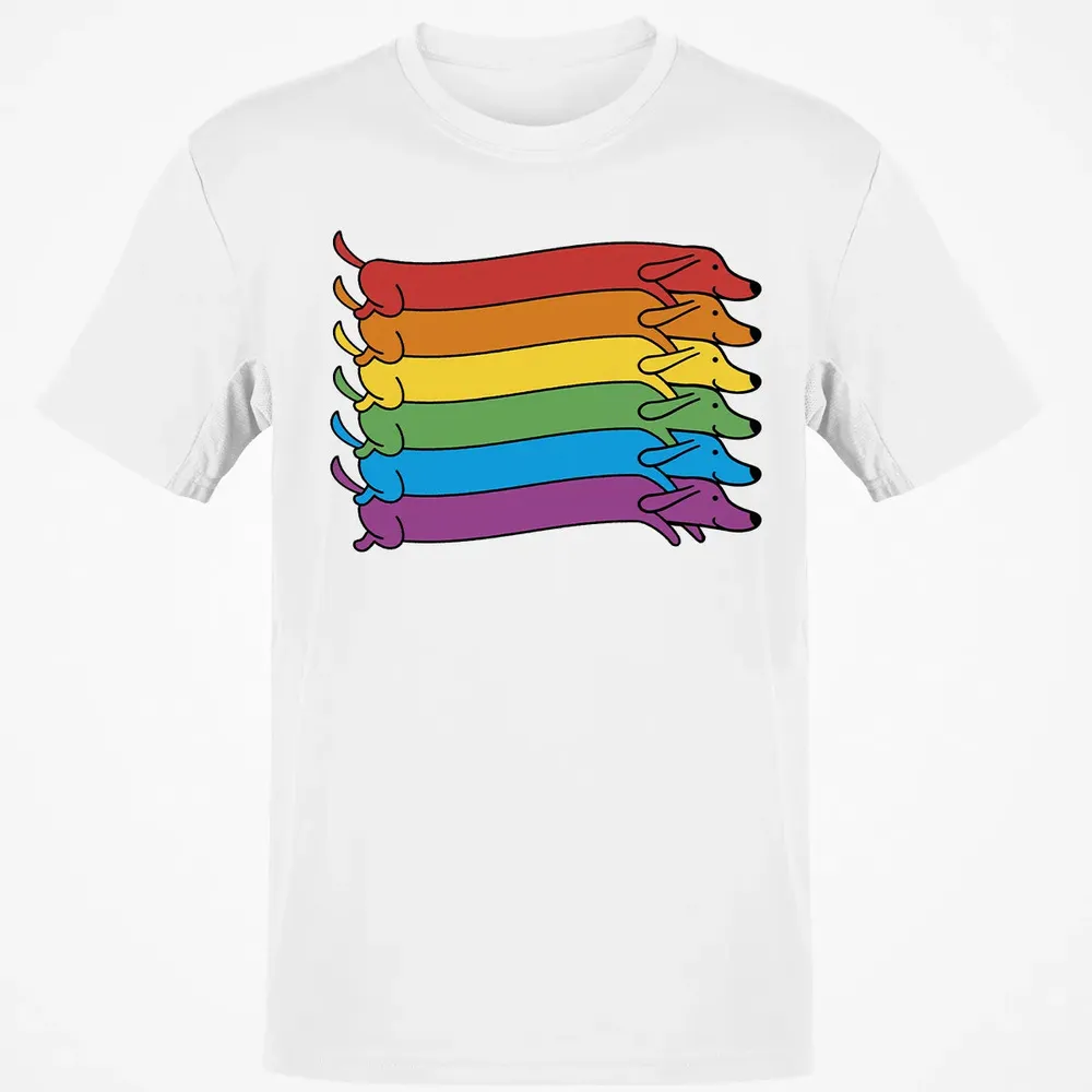Rainbow Dachshund Pride Flag Classic Unisex T-Shirt - 13