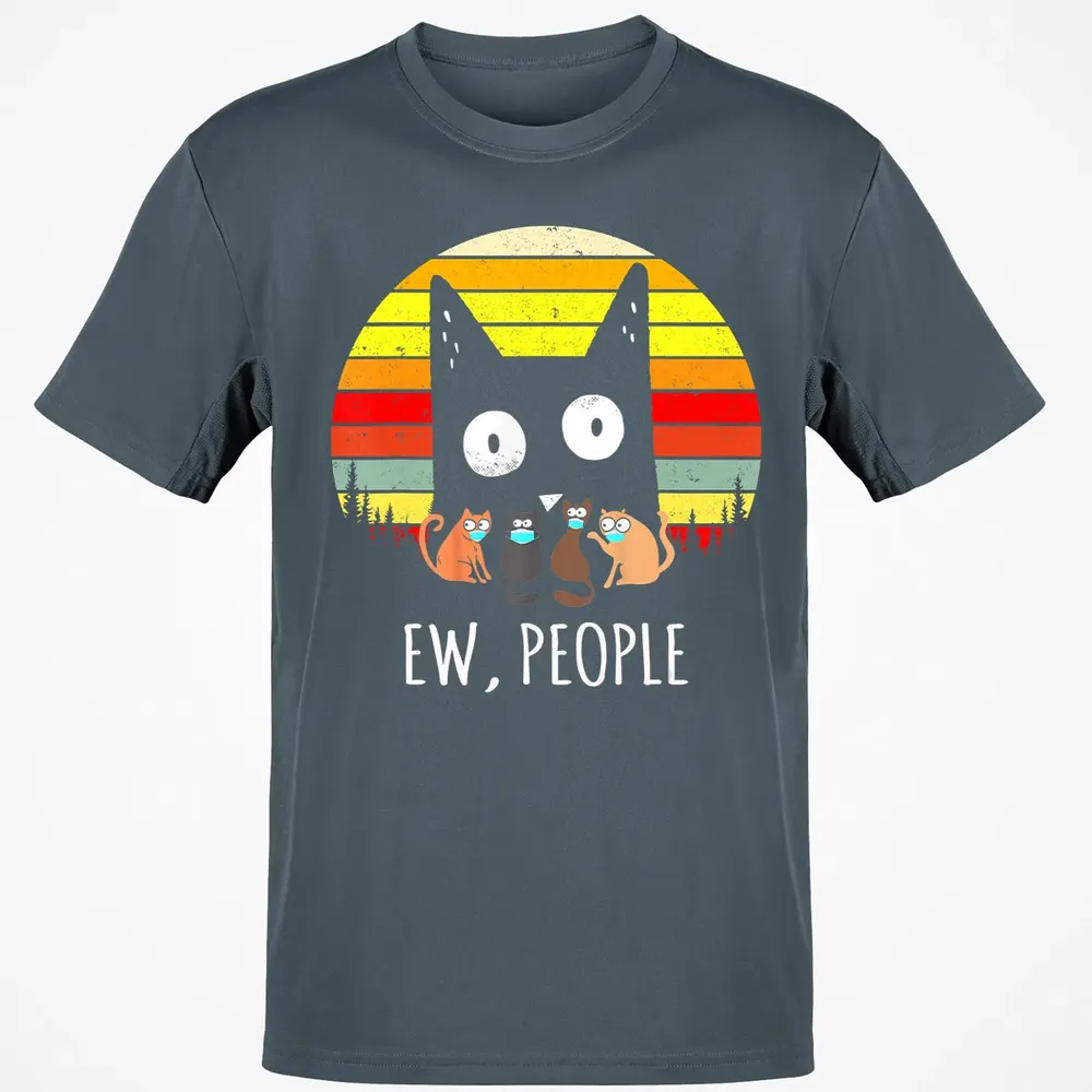 Ew People Vintage Funny Black Cat Mask Quarantine 2020 Gift Classic Unisex T-Shirt - 4