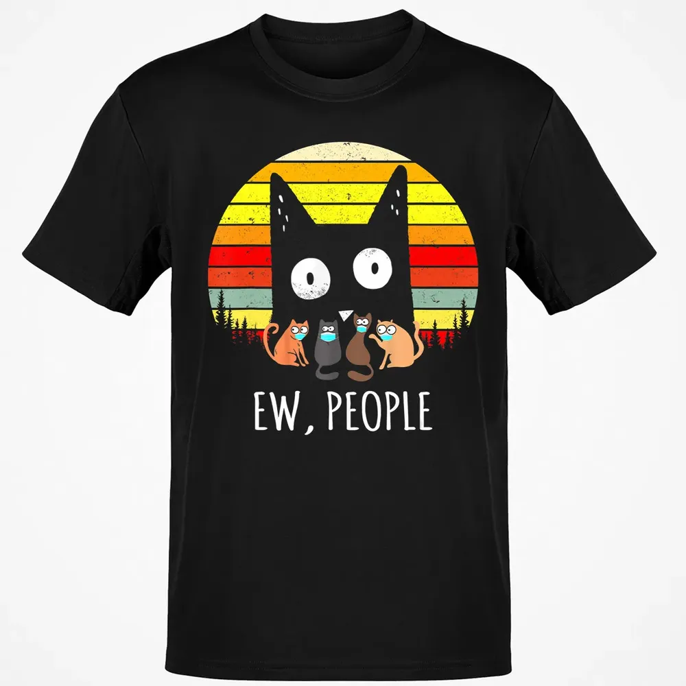 Ew People Vintage Funny Black Cat Mask Quarantine 2020 Gift Classic Unisex T-Shirt - 2
