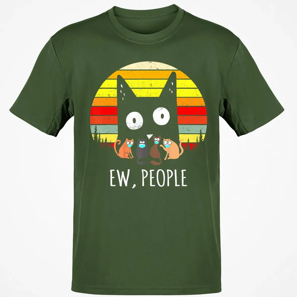 Ew People Vintage Funny Black Cat Mask Quarantine 2020 Gift Classic Unisex T-Shirt - 7