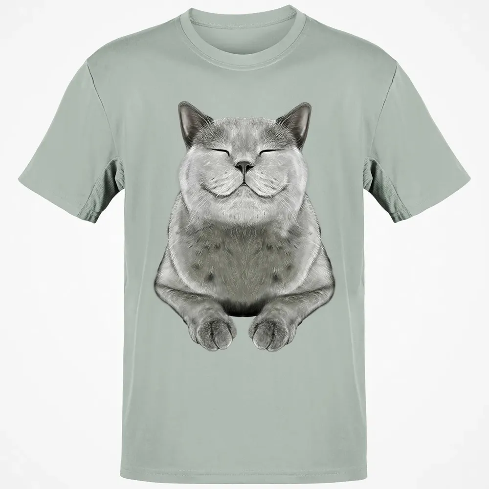 Grey Cat Smile Eager Face  Cats   Gifts Classic Unisex T-Shirt - 3
