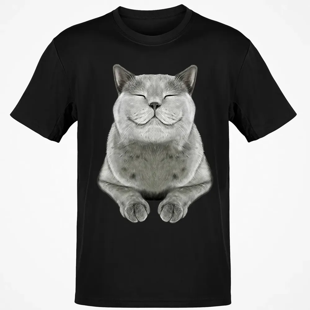 Grey Cat Smile Eager Face  Cats   Gifts Classic Unisex T-Shirt - 2