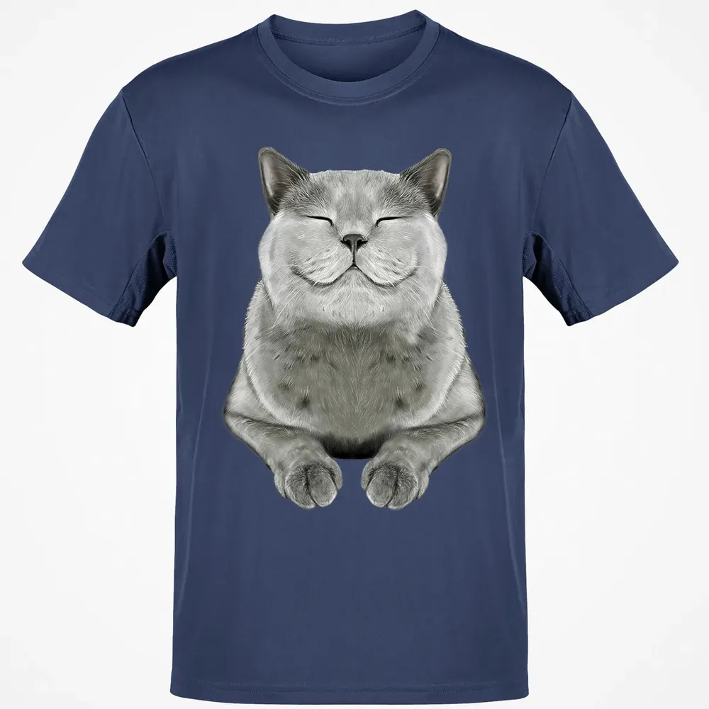 Grey Cat Smile Eager Face  Cats   Gifts Classic Unisex T-Shirt - 8