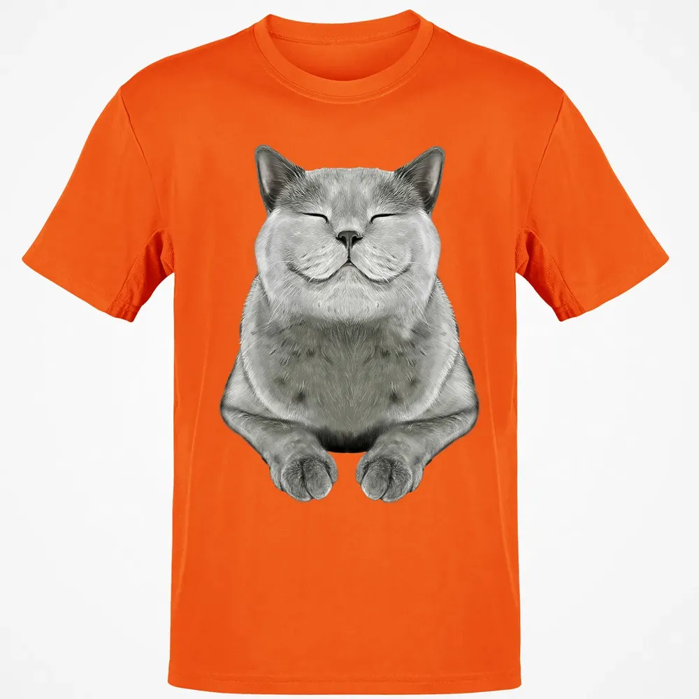 Grey Cat Smile Eager Face  Cats   Gifts Classic Unisex T-Shirt - 9