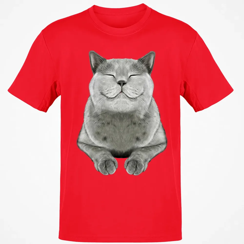 Grey Cat Smile Eager Face  Cats   Gifts Classic Unisex T-Shirt - 11