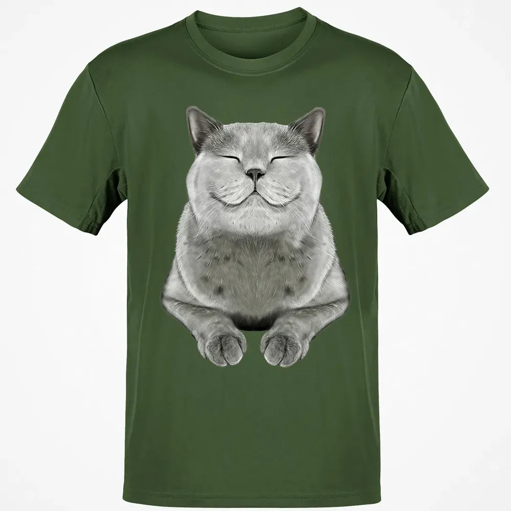 Grey Cat Smile Eager Face  Cats   Gifts Classic Unisex T-Shirt - 7