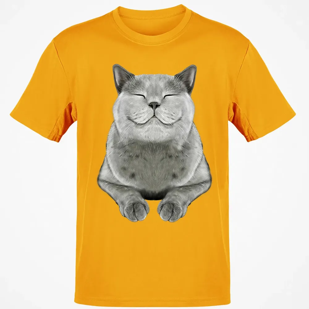 Grey Cat Smile Eager Face  Cats   Gifts Classic Unisex T-Shirt - 5