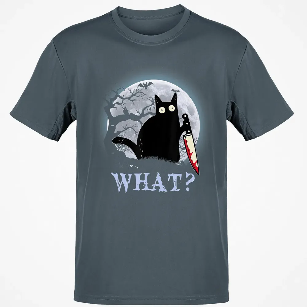 Cat What Murderous Black Cat With Knife Halloween Costume Classic Unisex T-Shirt - 4