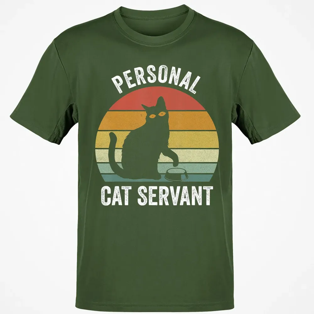 Retro Ca Black Cat Personal Cat Servant Cat Lover Classic Unisex T-Shirt - 7