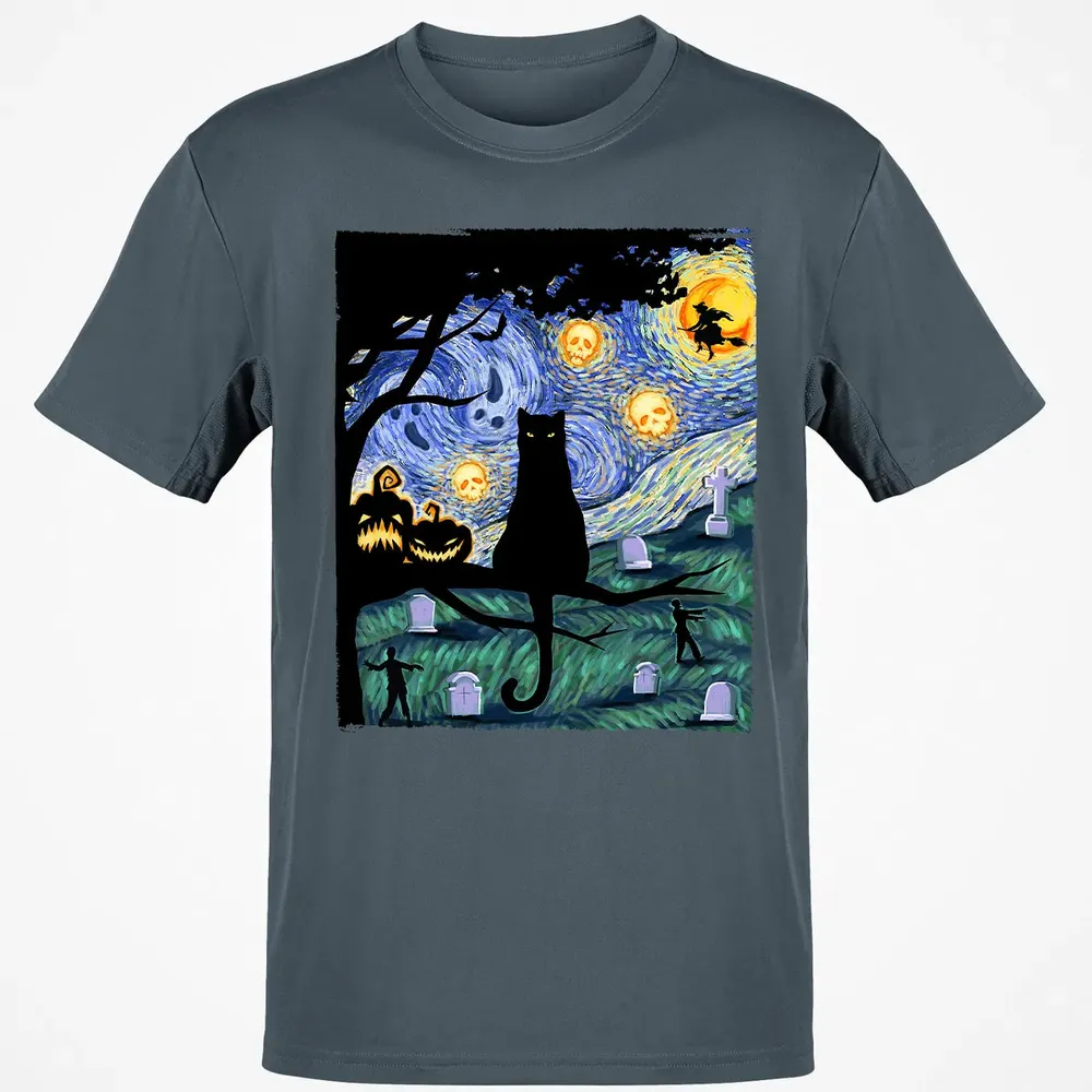 Scary Night Cat Classic Unisex T-Shirt - 4