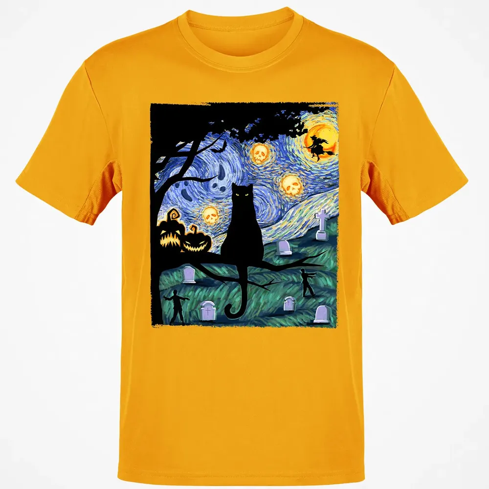 Scary Night Cat Classic Unisex T-Shirt - 5
