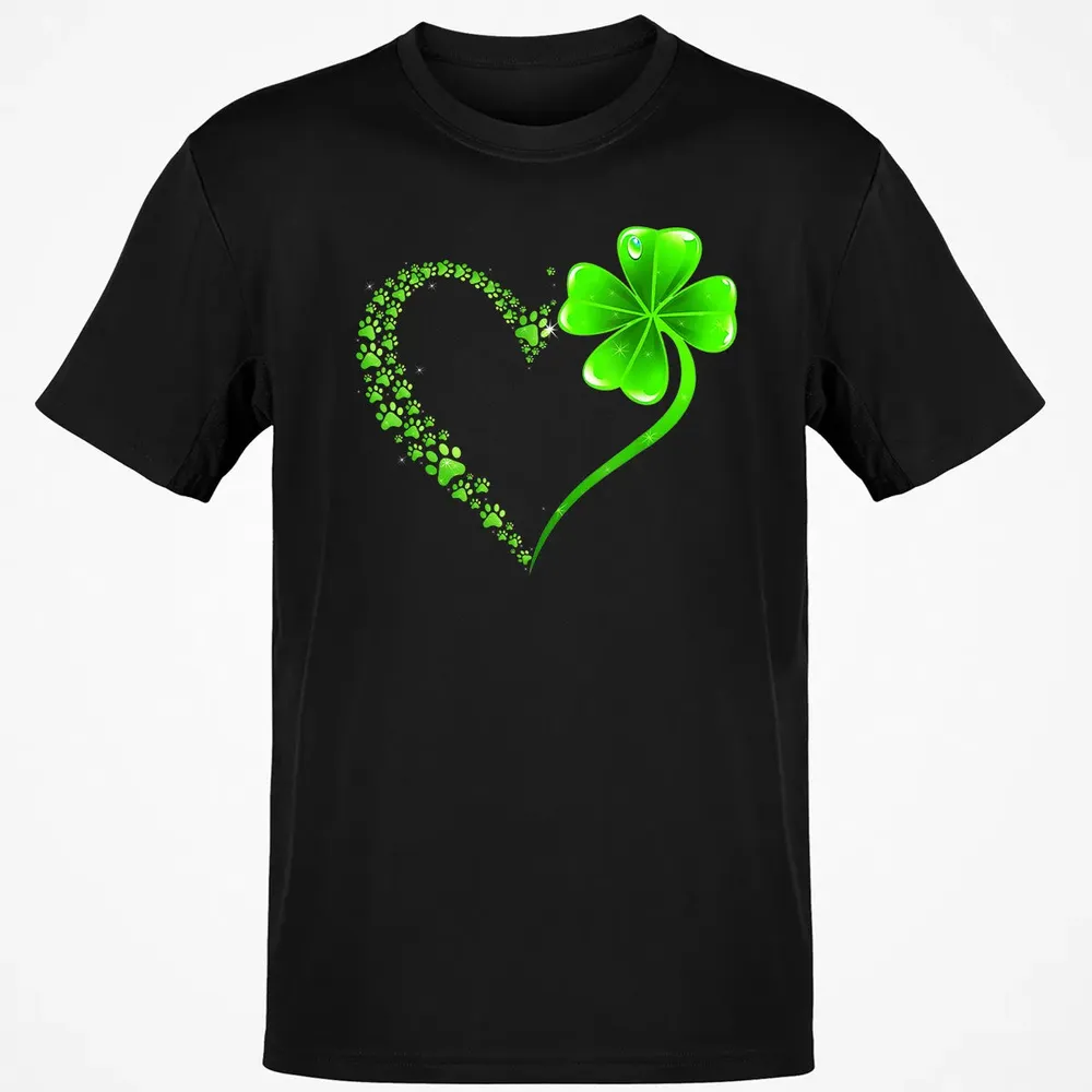 Irish Heart Lucky Shamrock Dog Paws Classic Unisex T-Shirt - 2