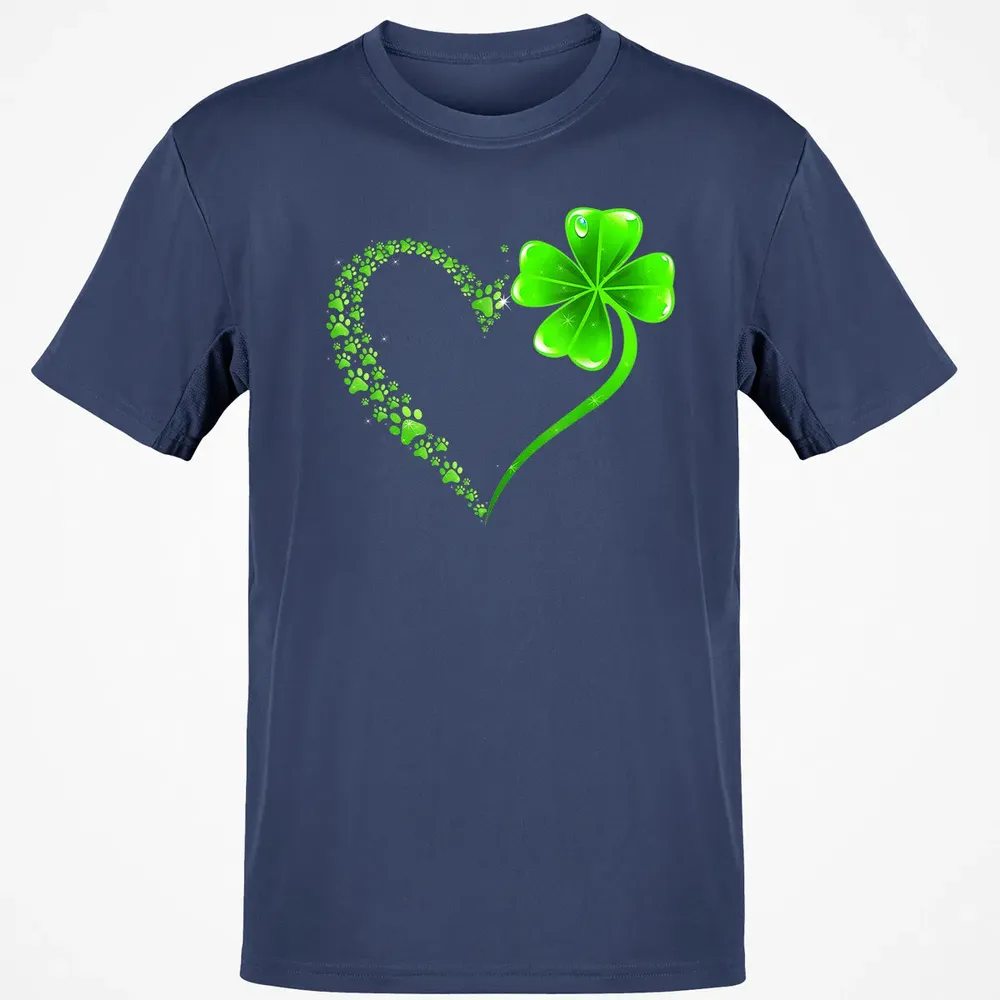 Irish Heart Lucky Shamrock Dog Paws Classic Unisex T-Shirt - 8