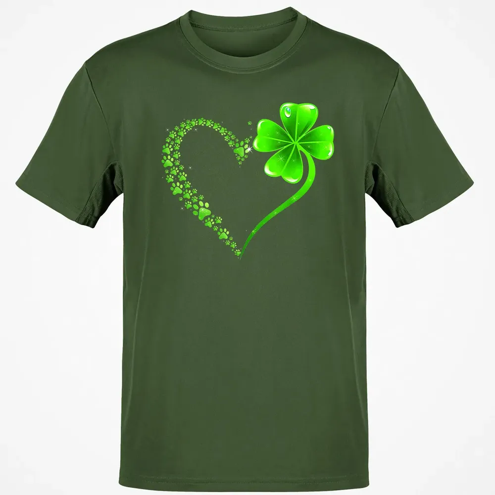 Irish Heart Lucky Shamrock Dog Paws Classic Unisex T-Shirt - 7