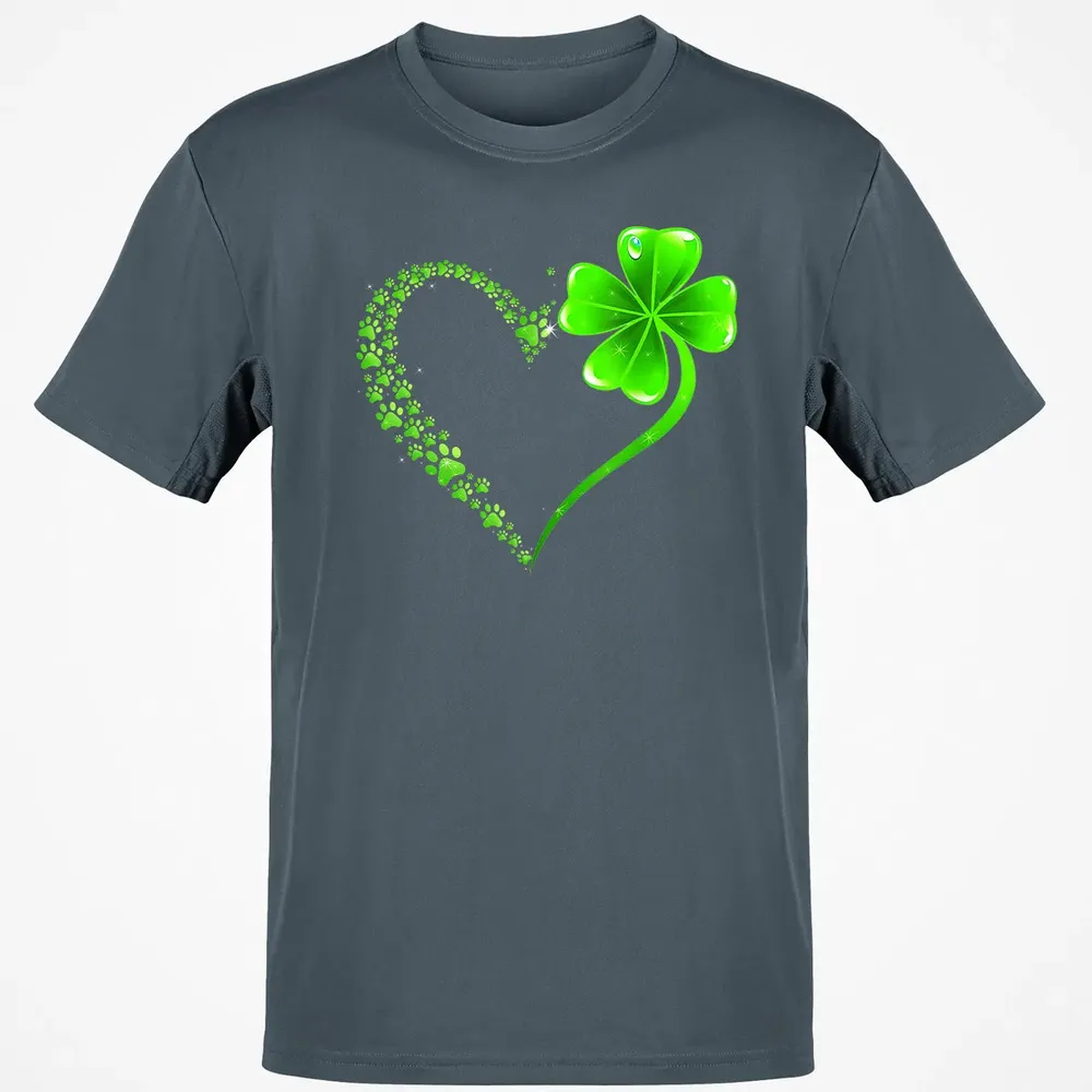 Irish Heart Lucky Shamrock Dog Paws Classic Unisex T-Shirt - 4