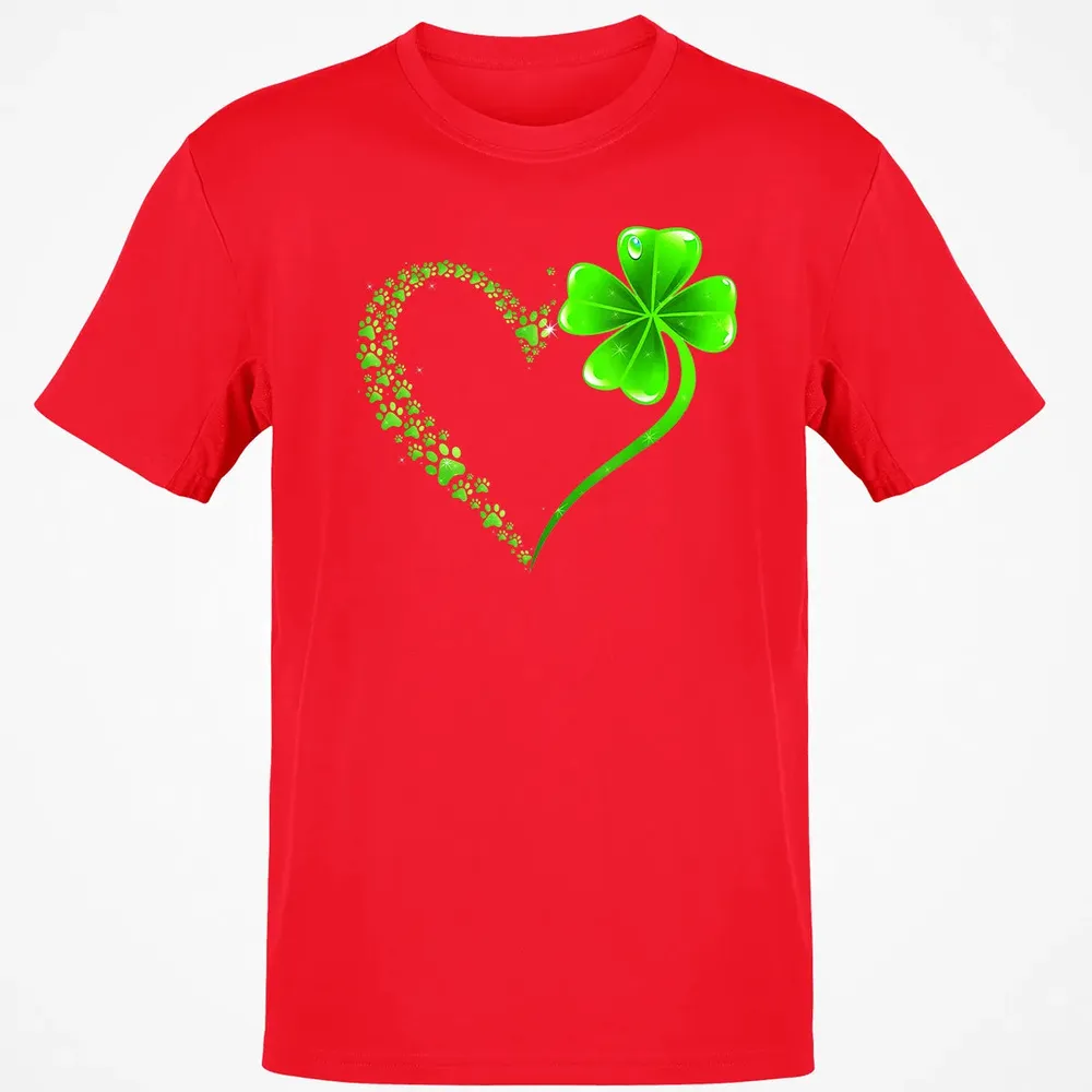 Irish Heart Lucky Shamrock Dog Paws Classic Unisex T-Shirt - 11