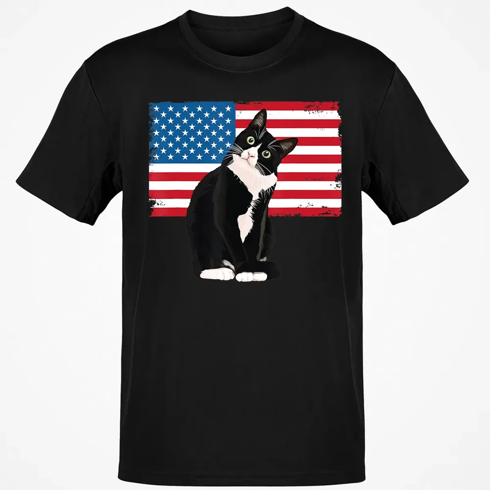 Tuxedo Cat T 4th of July Patriotic  Gift Adults Kids Classic Unisex T-Shirt - 2