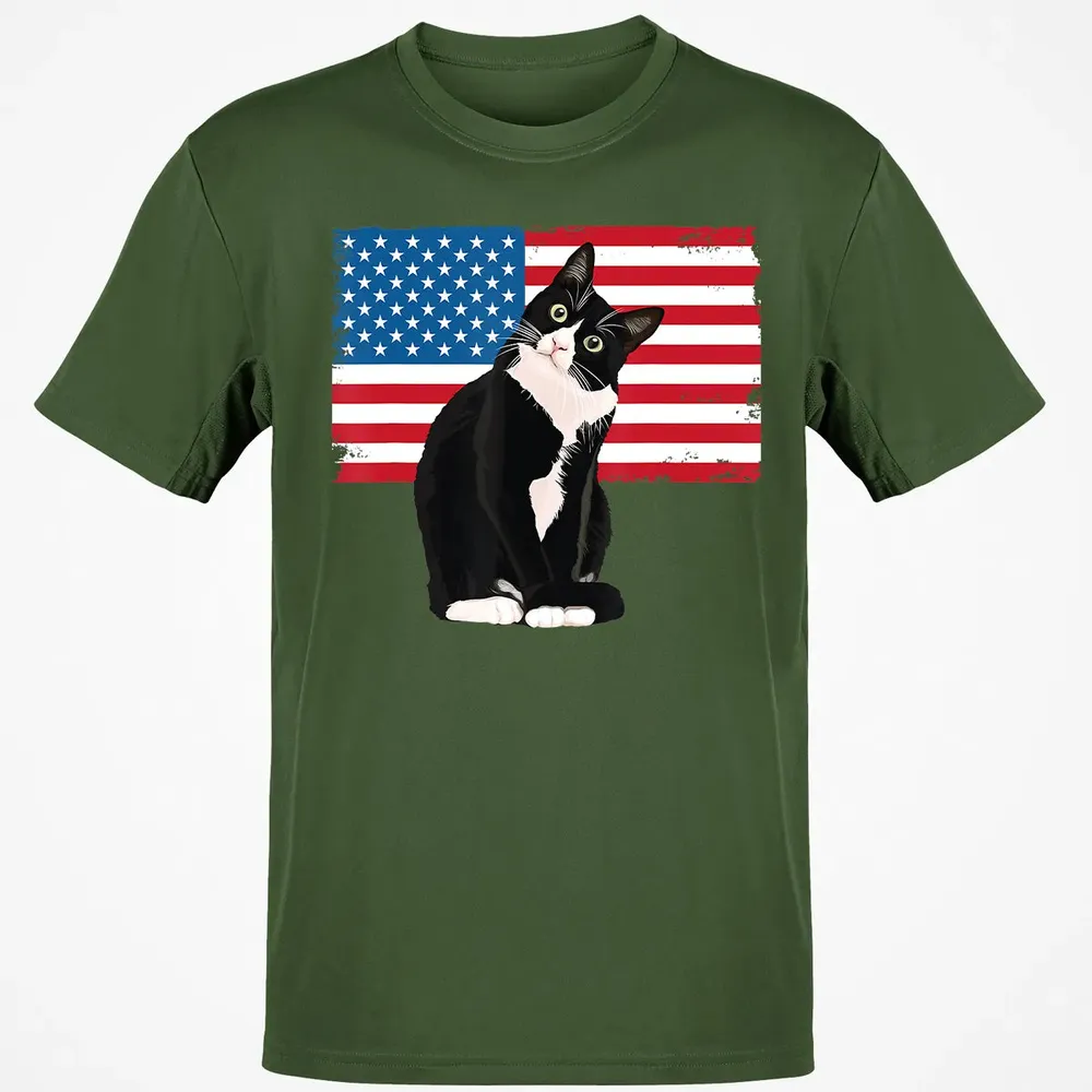 Tuxedo Cat T 4th of July Patriotic  Gift Adults Kids Classic Unisex T-Shirt - 7
