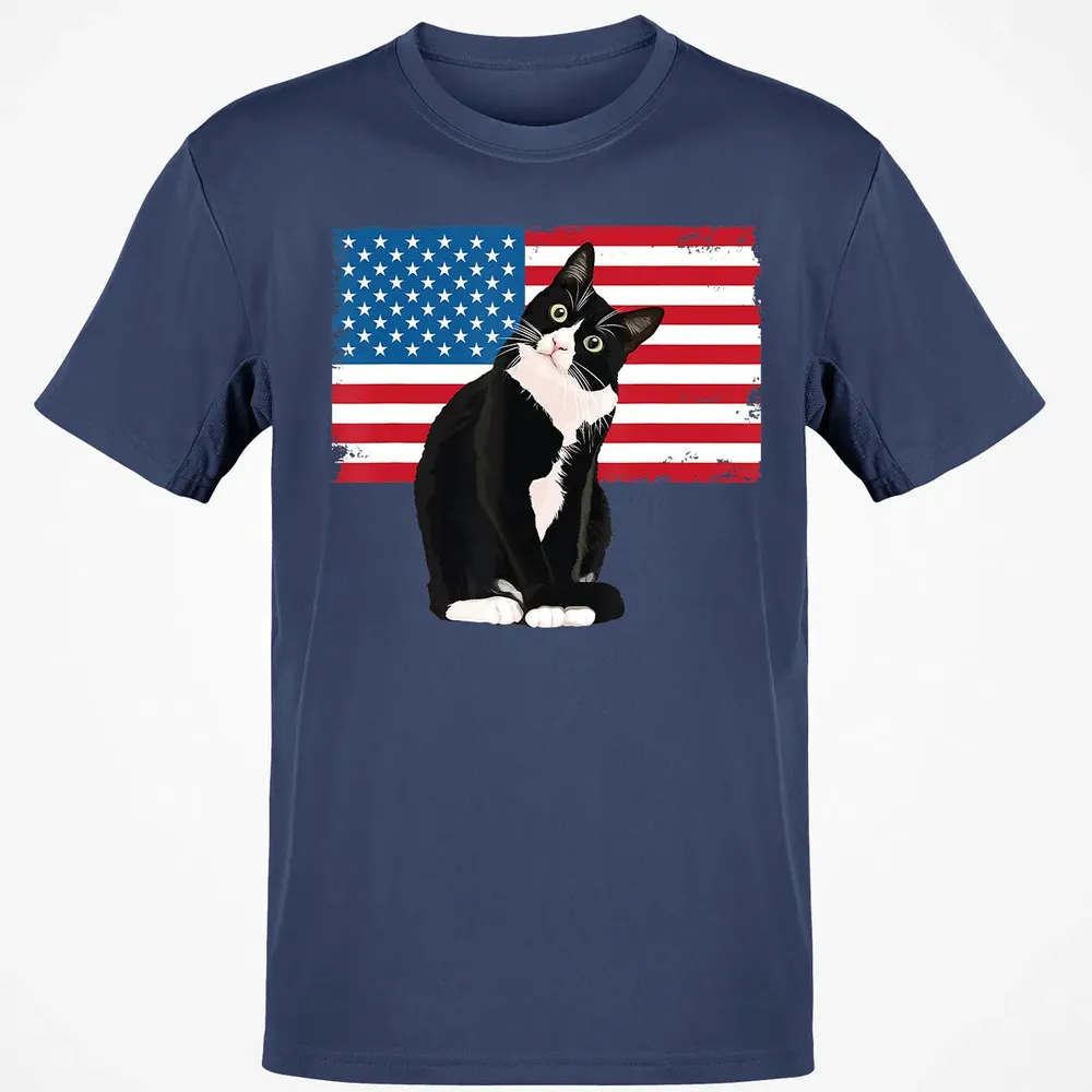 Tuxedo Cat T 4th of July Patriotic  Gift Adults Kids Classic Unisex T-Shirt - 8