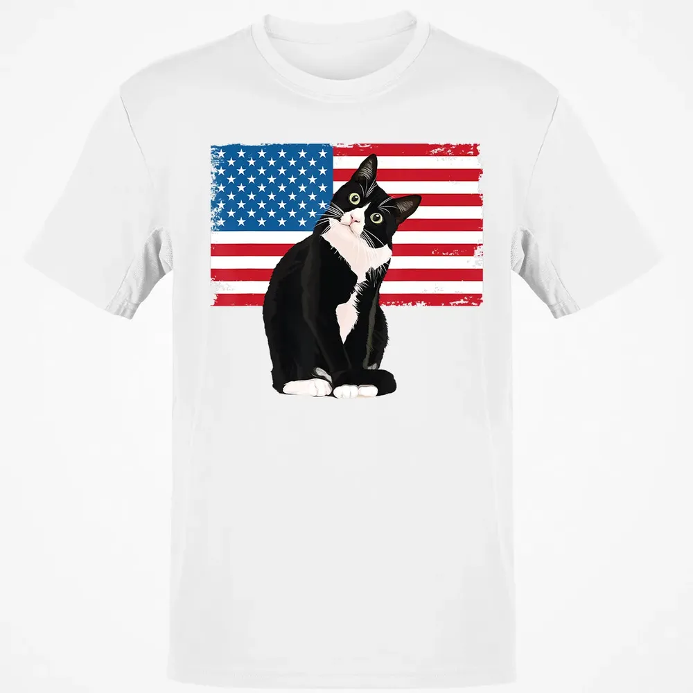Tuxedo Cat T 4th of July Patriotic  Gift Adults Kids Classic Unisex T-Shirt - 13