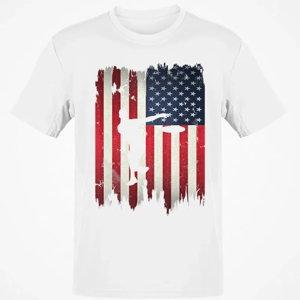 Ultimate Frisbee Disc Golf USA American Flag 4th of July Classic Unisex T-Shirt - 13