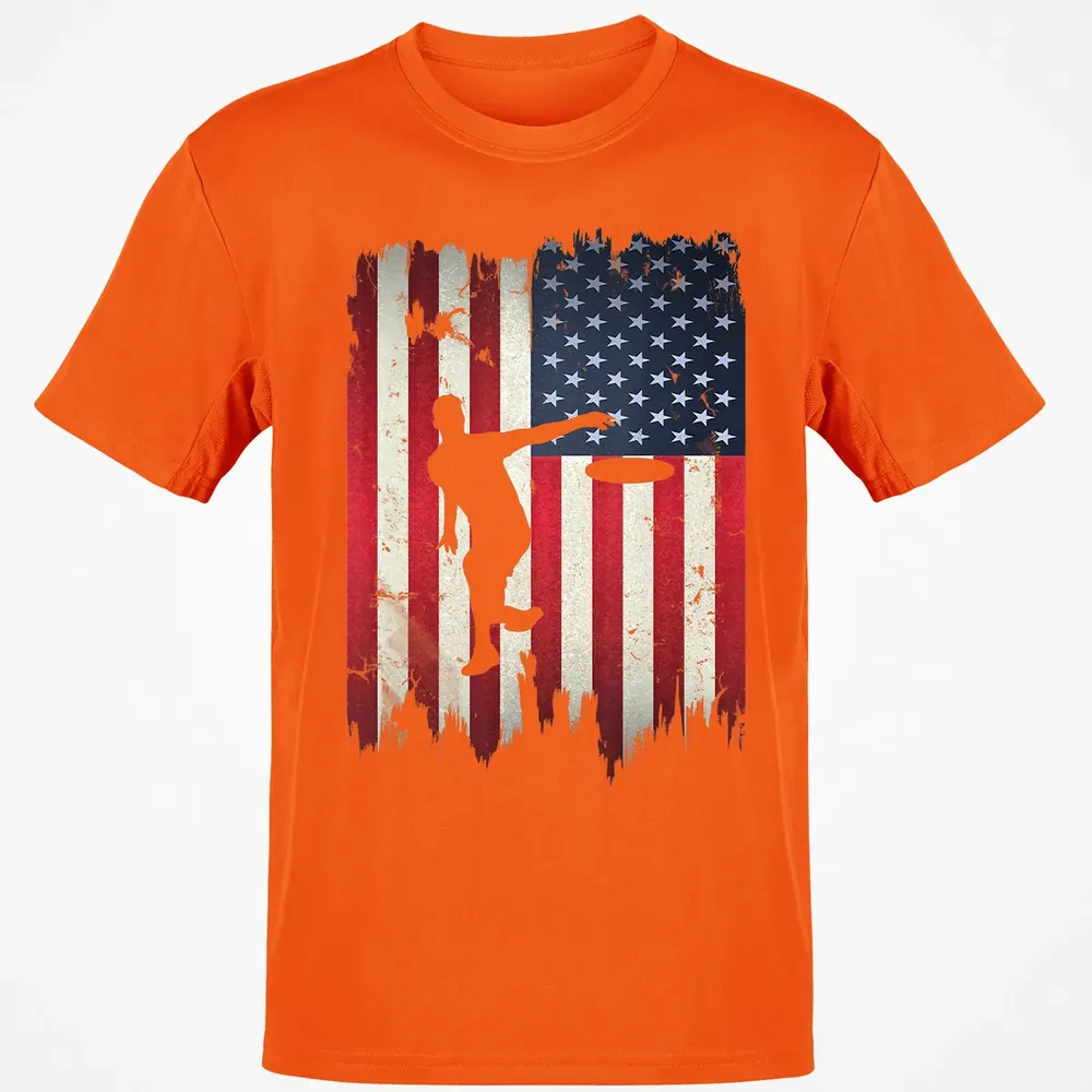 Ultimate Frisbee Disc Golf USA American Flag 4th of July Classic Unisex T-Shirt - 9