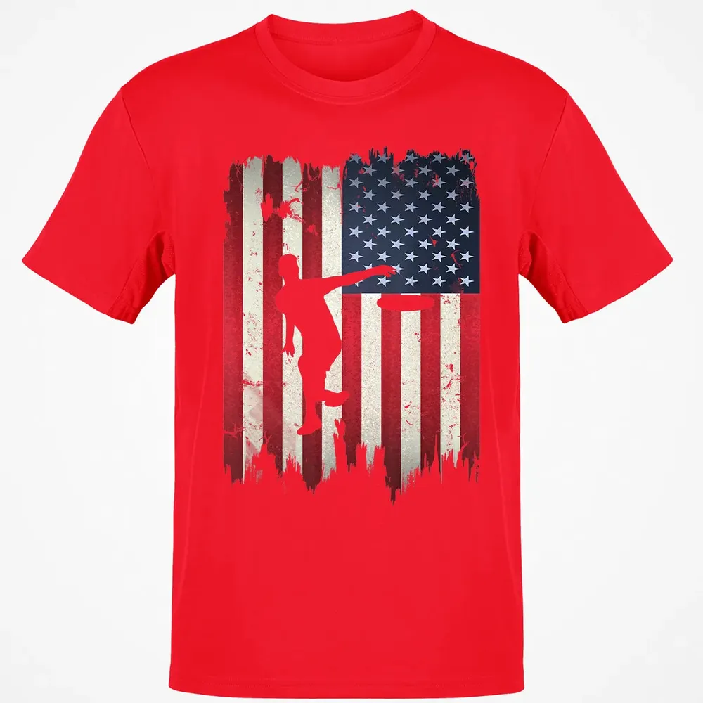 Ultimate Frisbee Disc Golf USA American Flag 4th of July Classic Unisex T-Shirt - 11