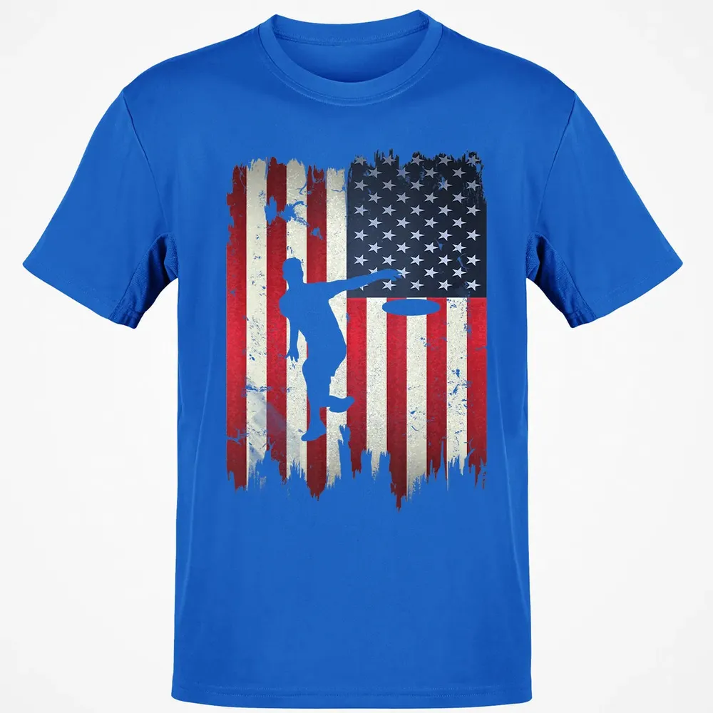 Ultimate Frisbee Disc Golf USA American Flag 4th of July Classic Unisex T-Shirt - 12
