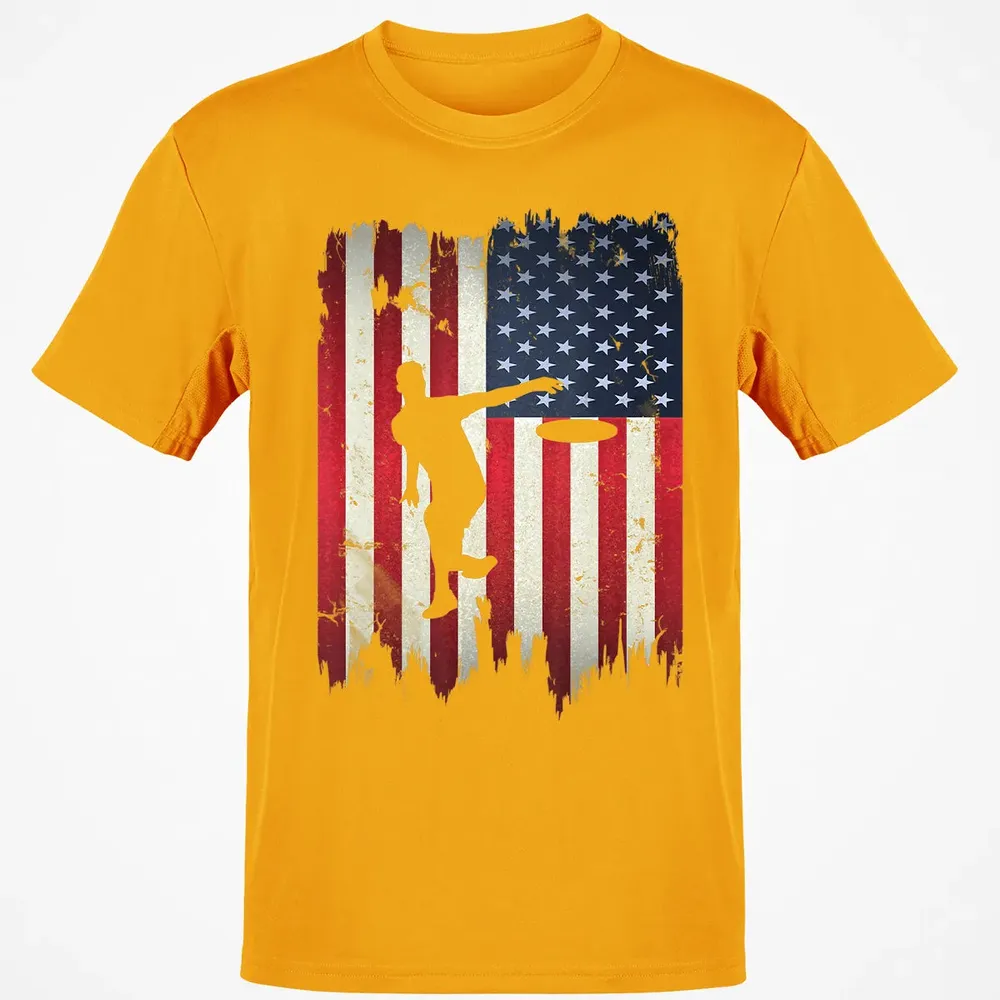 Ultimate Frisbee Disc Golf USA American Flag 4th of July Classic Unisex T-Shirt - 5