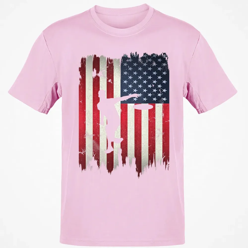 Ultimate Frisbee Disc Golf USA American Flag 4th of July Classic Unisex T-Shirt - 6