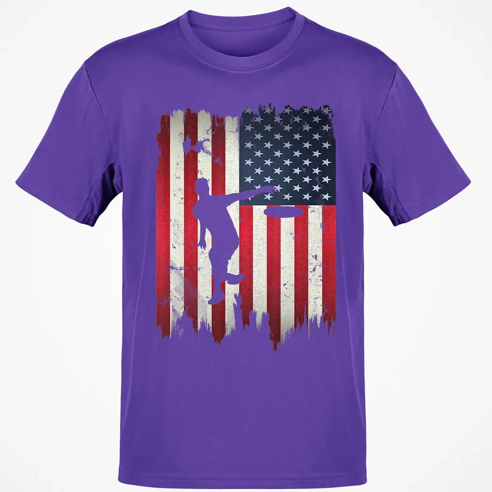 Ultimate Frisbee Disc Golf USA American Flag 4th of July Classic Unisex T-Shirt - 10