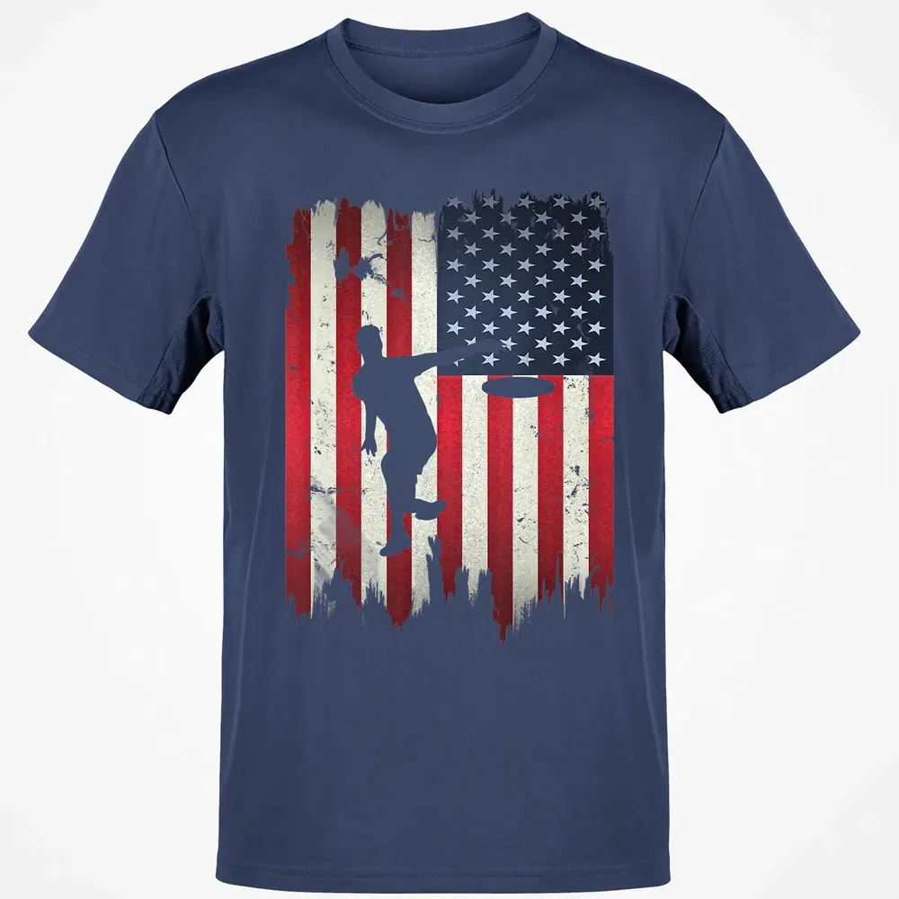 Ultimate Frisbee Disc Golf USA American Flag 4th of July Classic Unisex T-Shirt - 8