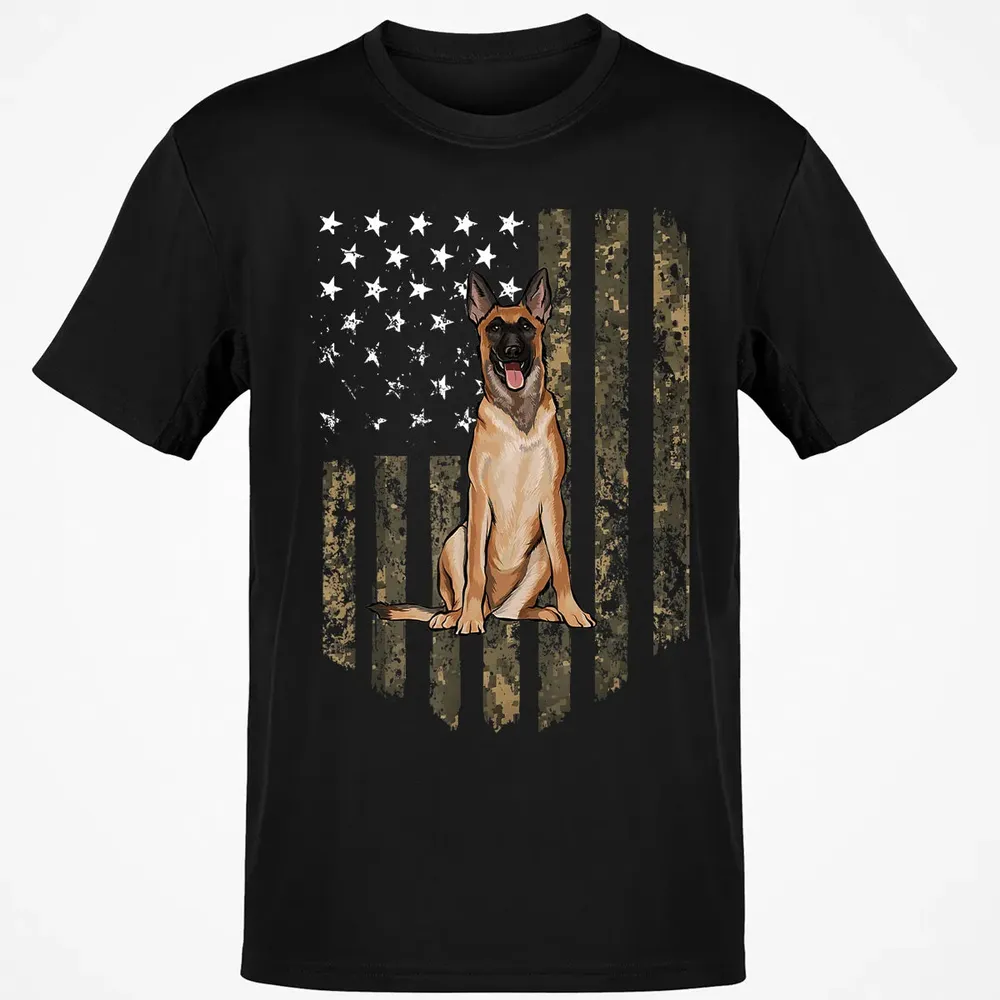 Camo American Flag Belgian Malinoi 4th Of July USA Classic Unisex T-Shirt - 2