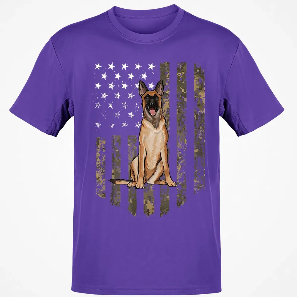 Camo American Flag Belgian Malinoi 4th Of July USA Classic Unisex T-Shirt - 10
