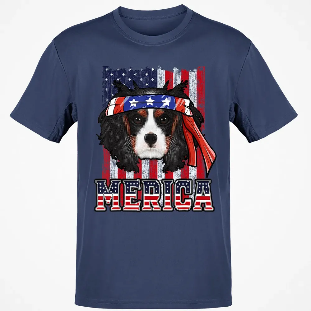 Cavalier King Charles Spaniel Merica 4th of July Dog Flag Classic Unisex T-Shirt - 8